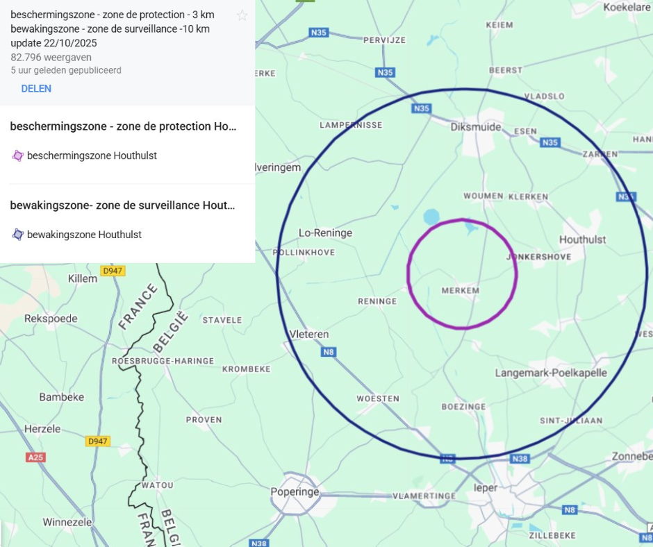 Vogelgriep H5N1 vastgesteld in Houthulst (West-Vlaanderen)